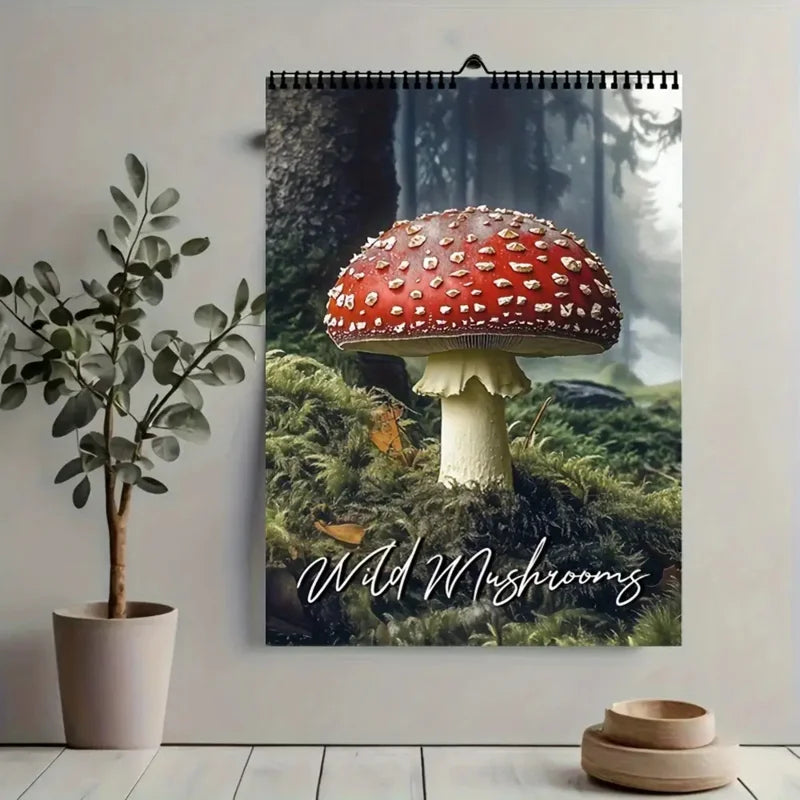 2026 Wild Mushroom Calendar - Red and white spotted mushroom，Including January to December and holidays