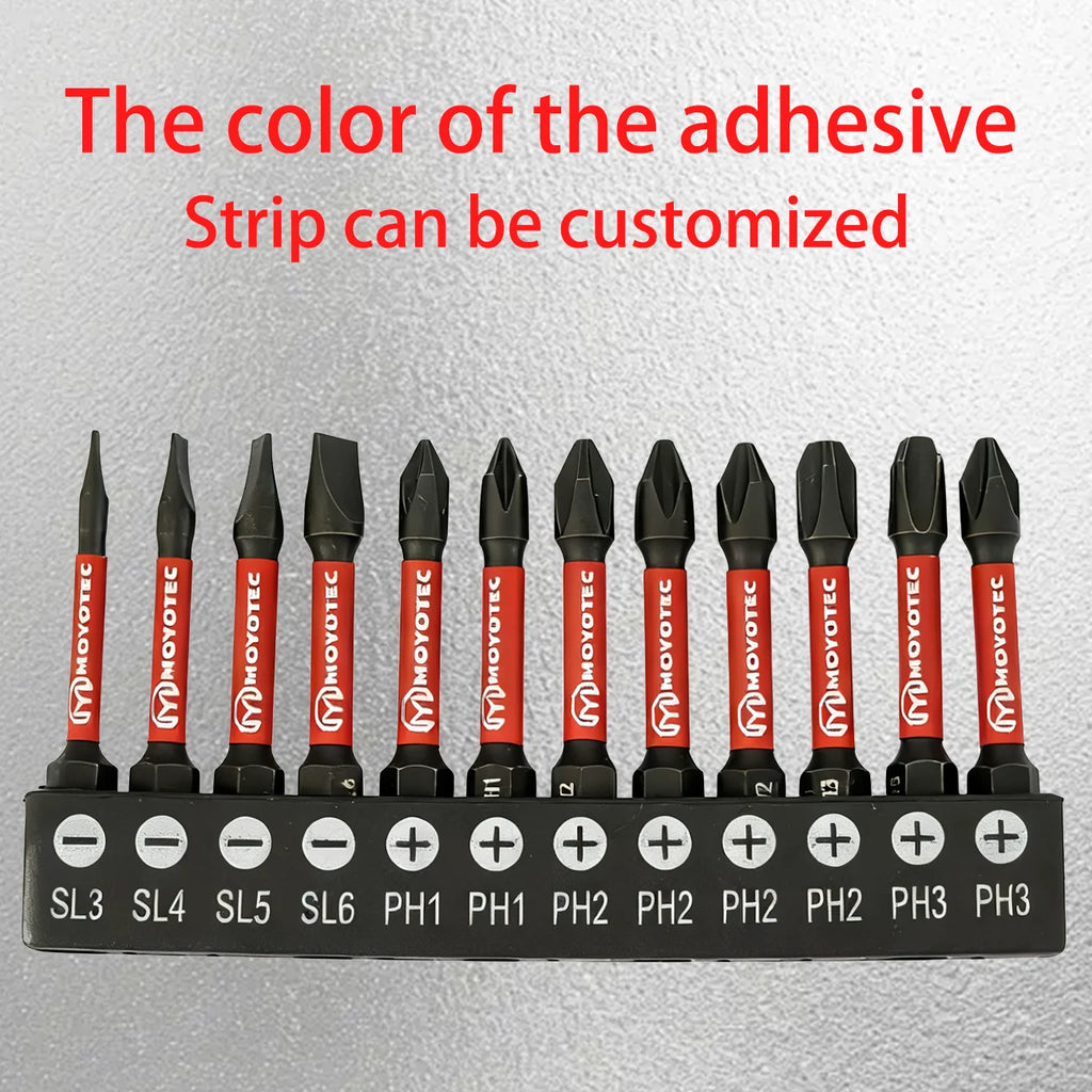 12-Piece S2 Steel Bit Set, Cross/Flat Head, Multiple Sizes, 50mm, Magnetic, Anti-Twist, High Hardness Impact Screwdriver Bits