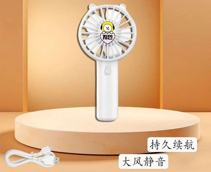 BT21 TATA peripheral cartoon cute handheld small fan, creative new rechargeable mini fan for students and office workers, gift