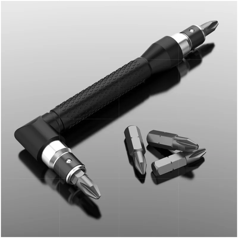 L Type 1/4 Hexagon Screwdriver Bit 90 Degree Double End Handle Black 6.35mm Wrench Tool for Matching Bits Set