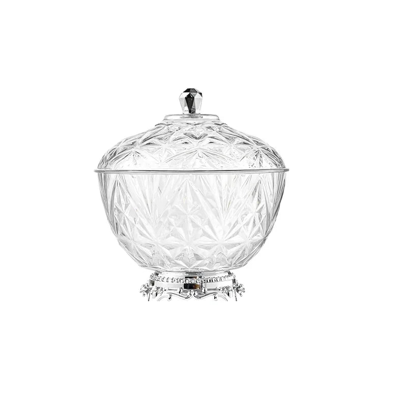 Transparent Plastic Storage Tank Large-capacity Food Tall Fruit Storage Box Gold-plated Desktop Snack Jar with Lid Decorate