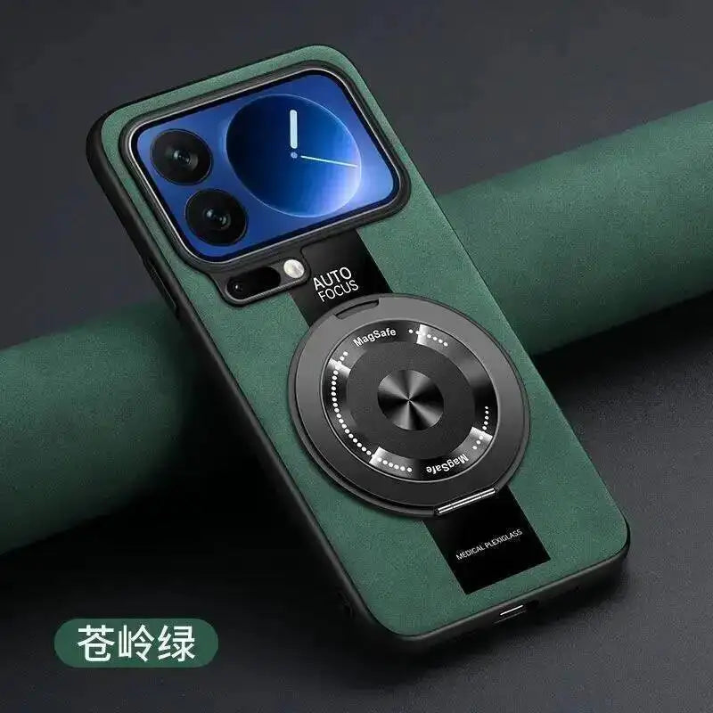 Case For Xiaomi 17 Pro Max 360 Rotating Magnetic Holder Luxury Silicone Sheepskin Leather Back  For Mi17 Xiaomi 17Pro Max Cover