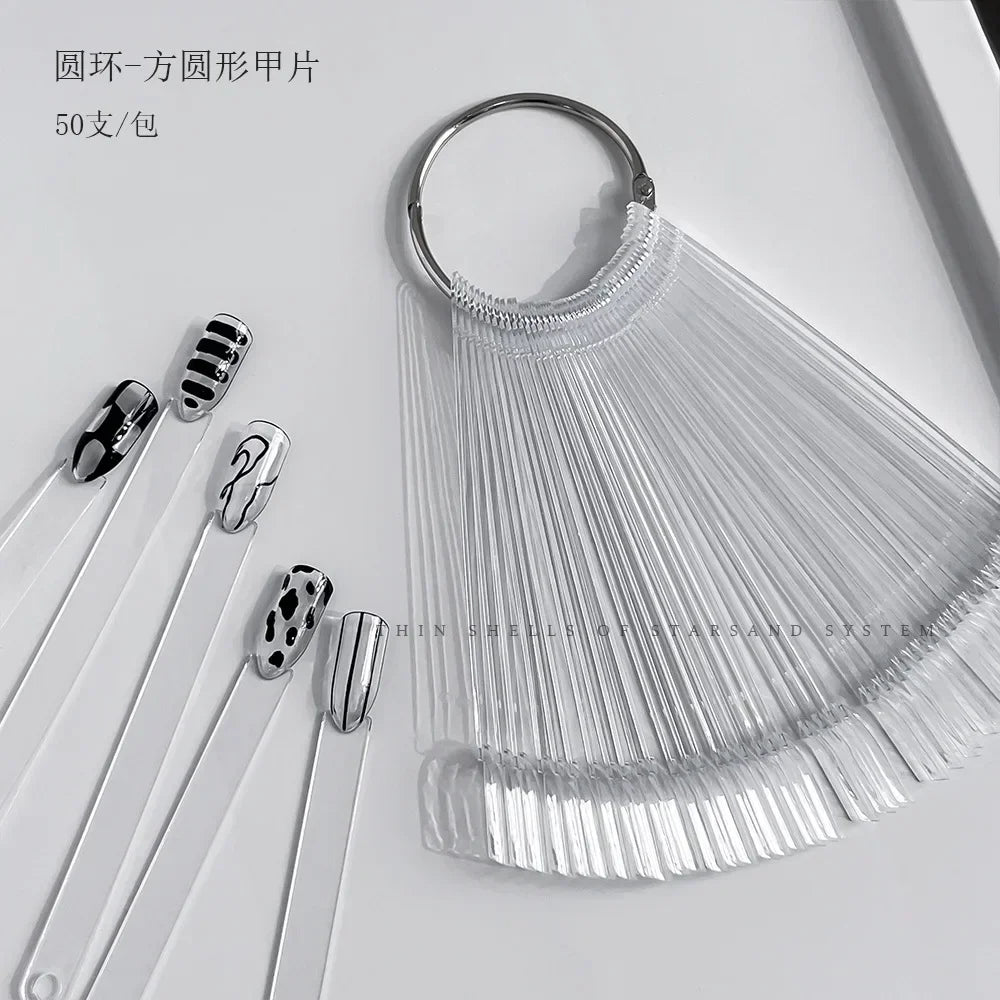Ins False Nail Art Color Card Display Stand Gel Polish Template Fan Shape Nail Art Tip Sample Stand Nail Polish Practice Palette