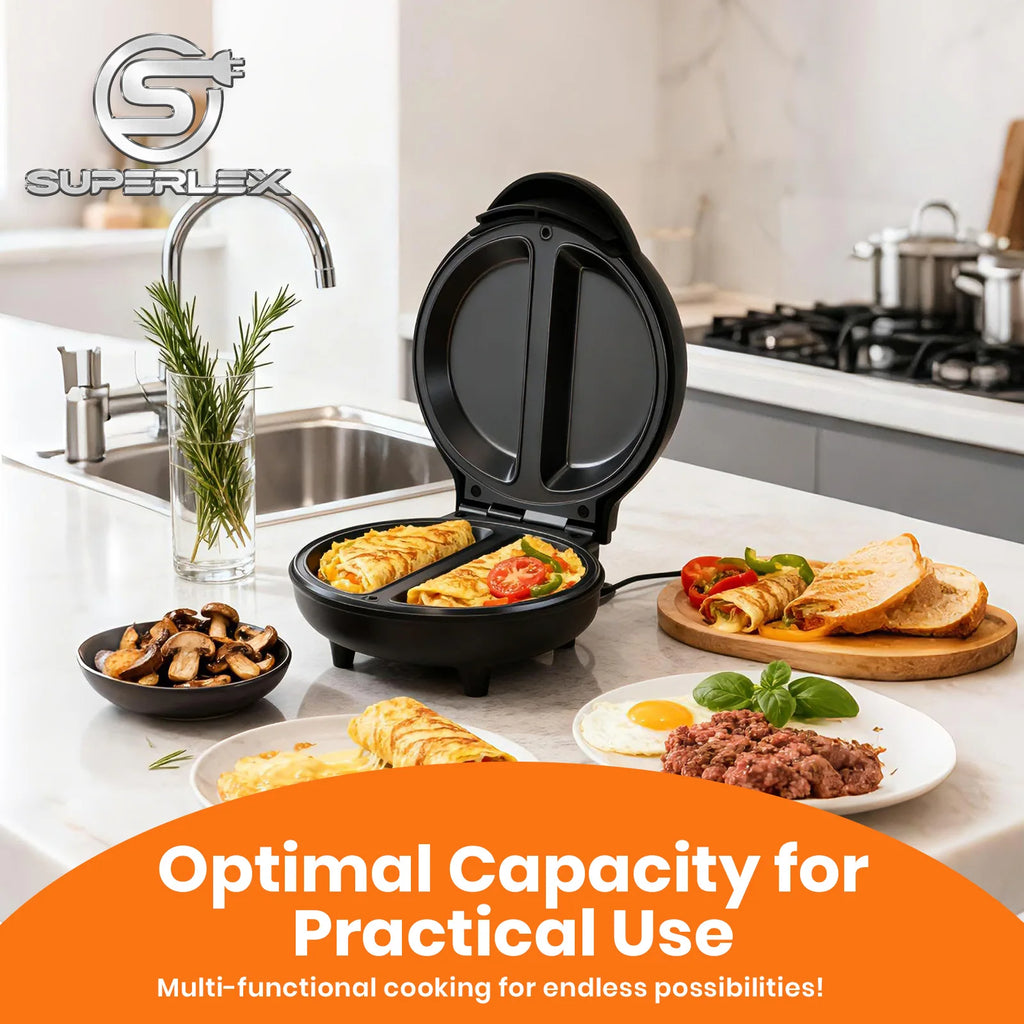 SUPERLEX Electric Omelette Maker 750W Nonstick Multi-function Omelette Machine With Smart Light Indicator Household Bread Cake