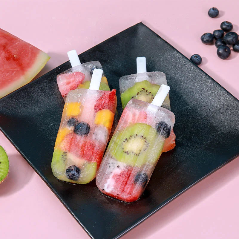 1-20Pcs 4 Gird DIY Ice Cream Molds Reusable Children's Creative Popsicle Mold Kitchen Tools
