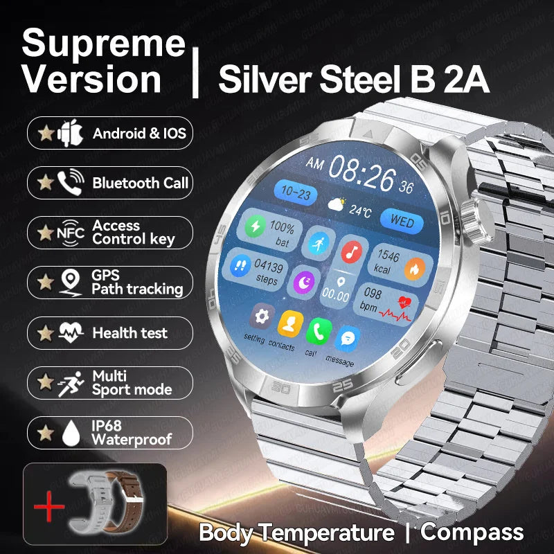 2026 New GH Style GPS Sport Compass SmartWatch Men 1.85" AMOLED HD Screen NFC IP68 Waterproof Bluetooth Call Smartbracelet Woman