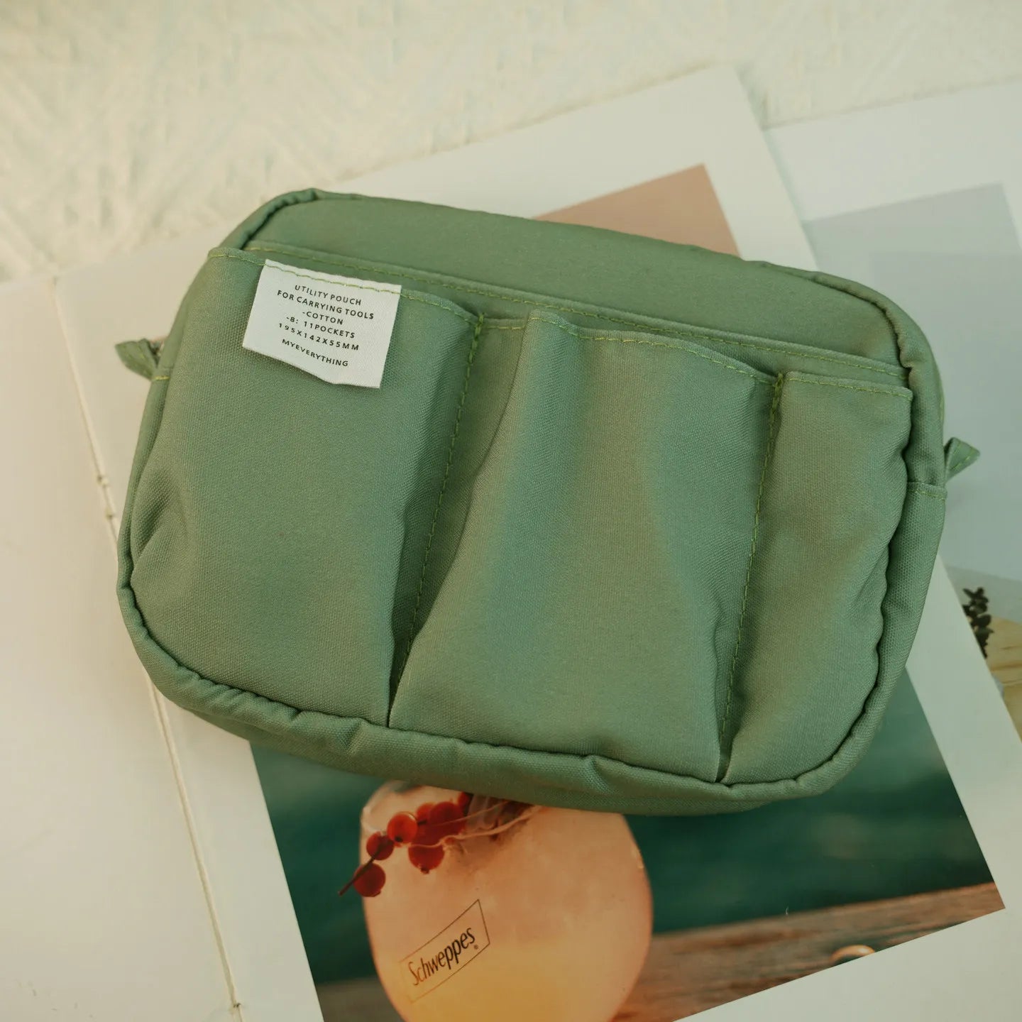 New In Stock Canvas Pencil Pouch Large Capacity Solid Color Japanese Style Portable Multifunctional Journal Storage Bag For Use