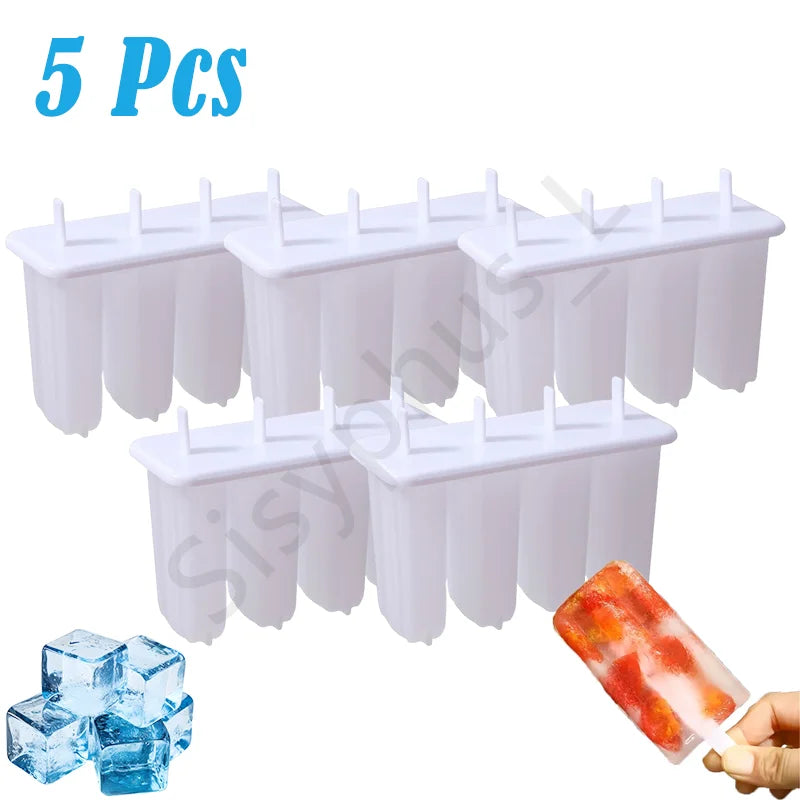 1-20Pcs 4 Gird DIY Ice Cream Molds Reusable Children's Creative Popsicle Mold Kitchen Tools
