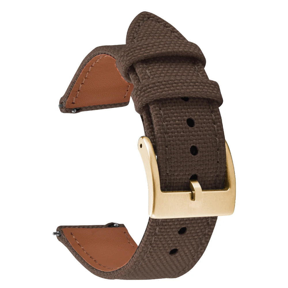 18mm 20mm 22mm Nylon Watch Strap Two-Sided Leather and Sailcloth Watch bands Quick Release Wristbands Sport Belt for Men Women