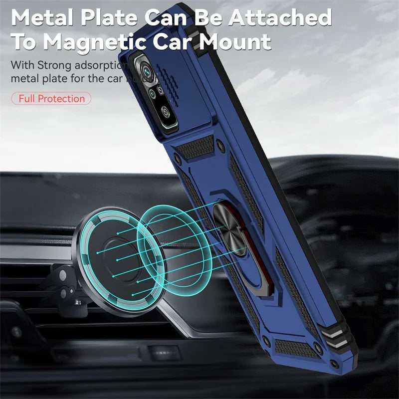 For Xiaomi Redmi Note 10 10s 4G Case Magnetic Holder Ring Armor Funda For Redmi Note 10 Pro Max Note10 10C Lens Protector Cover