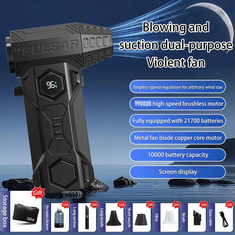 New Turbo Jet Blower 990000RPM Outdoor Powerful Air Blower Brushless Motor Turbo Fan Wind Speed 75m/s 10000mAh Thrust PC Tool