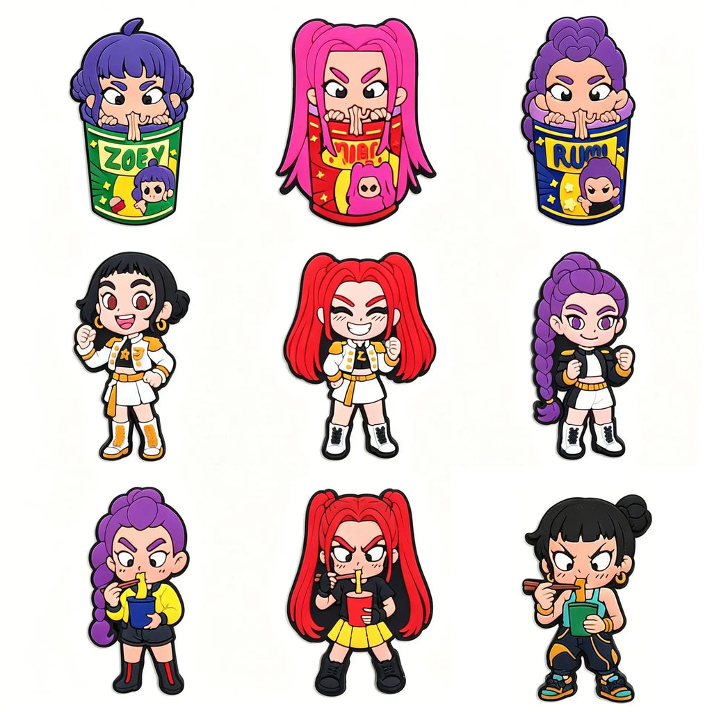 19Pcs Potdemiel K-POP Series Shoe Charms For Slides Sandals, PVC Shoe Decorations Accessories For Birthday Gift Party Shoe Pins