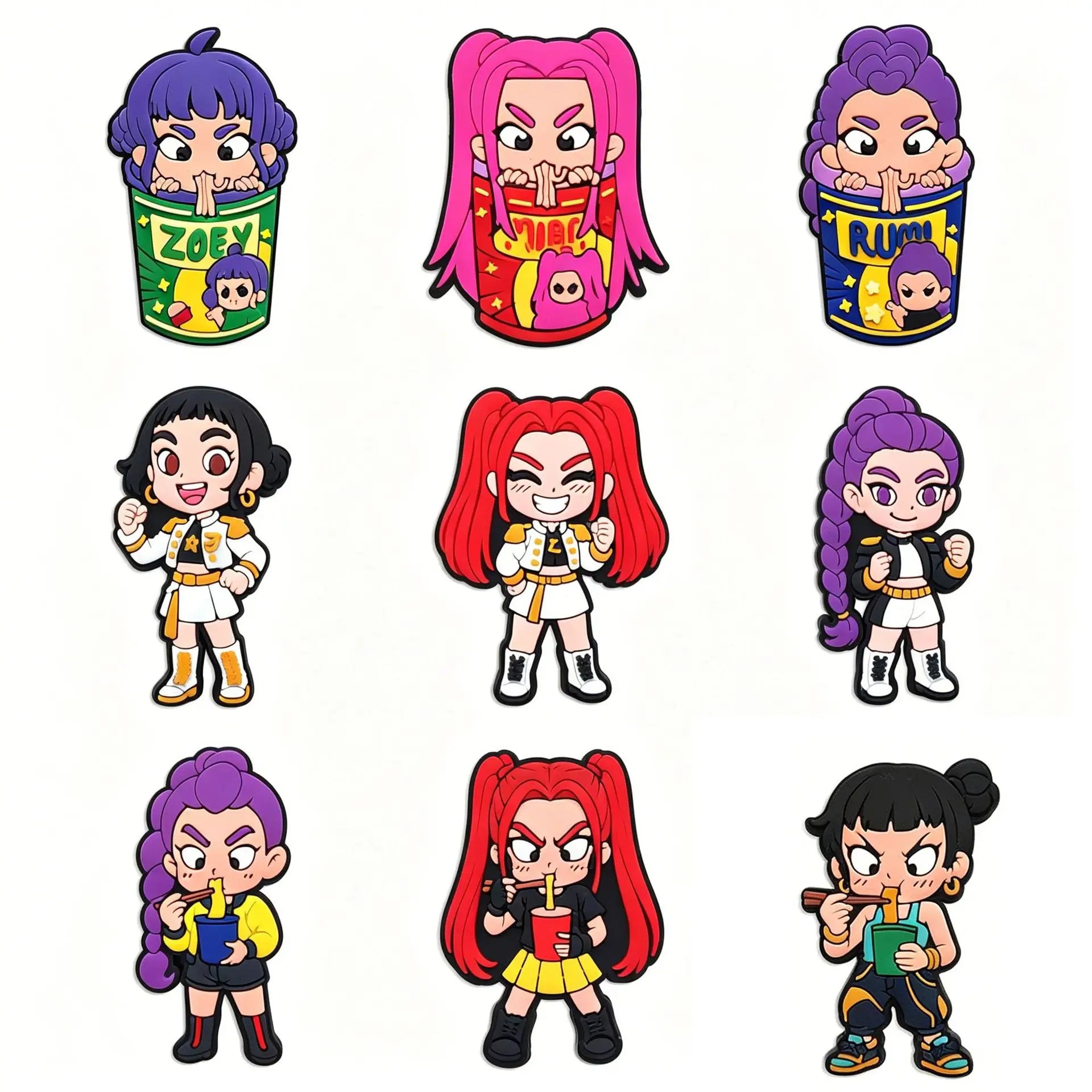 19Pcs Potdemiel K-POP Series Shoe Charms For Slides Sandals, PVC Shoe Decorations Accessories For Birthday Gift Party Shoe Pins
