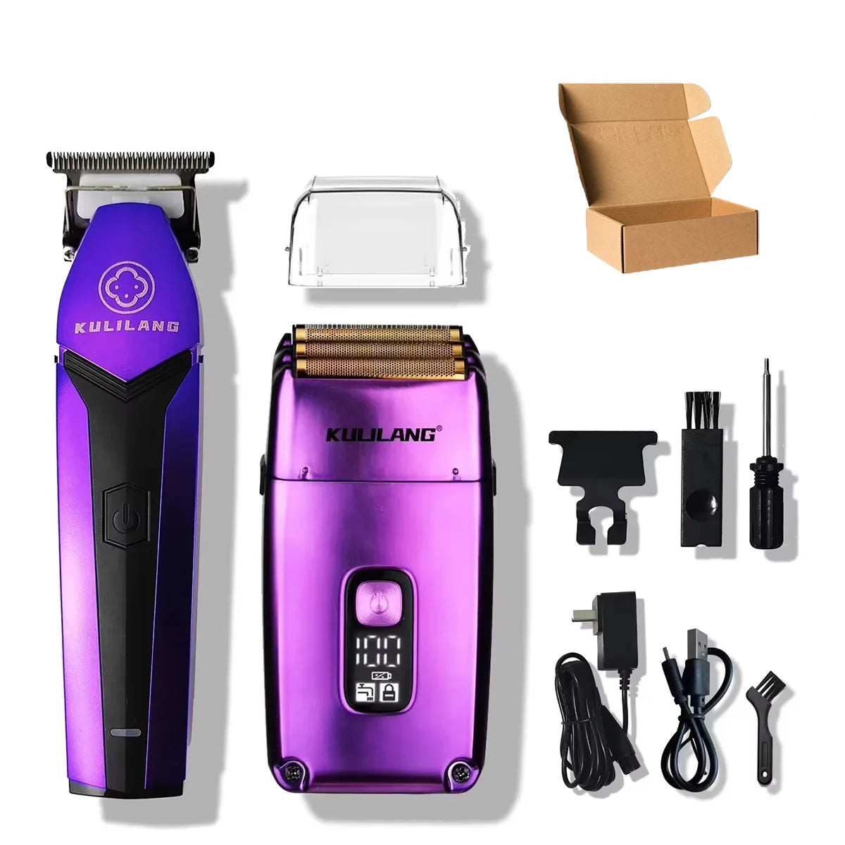 KULILANG Professional Barber R77F R55F R11F Gradient Electric Hair Clipper Titanium Plated FADE Blade 7200rpm Hair Salon Trimmer
