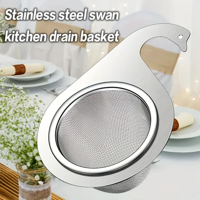 Kitchen sink dedicated swan drain basket, stainless steel hanging drain rack, dry wet separation hook, garbage filter basket