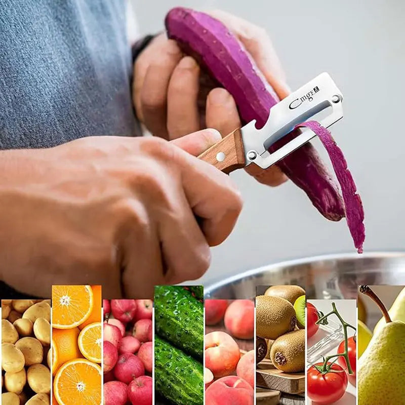 Stainless Steel Wooden Handle Peeler High-Looking Kitchen Special for Fruit and Vegetable Peeling Durable and Smooth Operation
