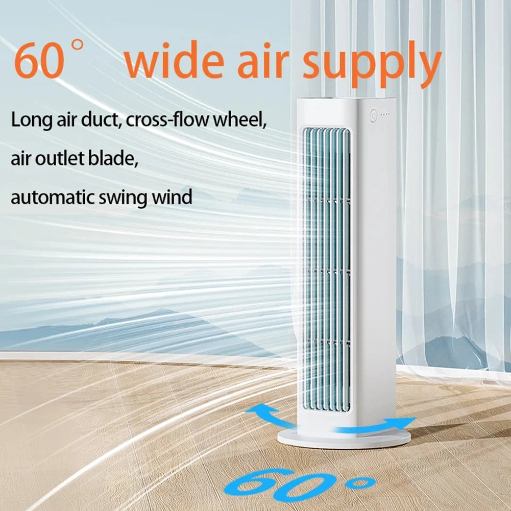 Portable Leafless Tower Fan 4000mAh Air Cooler Desktop Fan 3Speed Bladeless Air Conditioner Standing Fan for Bedroom Living Room