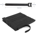 Black Releasable Cable Ties Nylon Loop Hoop Fastener Tape Cord Straps Wire Organizer Multi-Purpose Bundling Wrap Tie