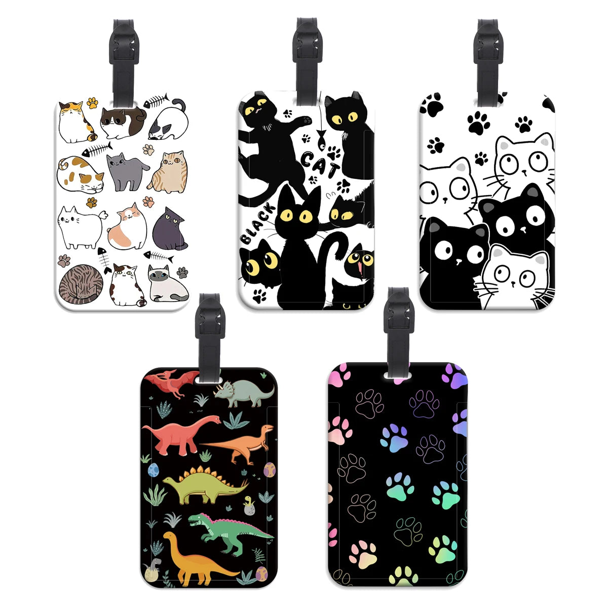 Cute Cats Plastics Baggage Tag Dinosaur Suitcase Backpack Anti-Lost Listing ID Card Holder Fashion Luggage Accessories Gifts