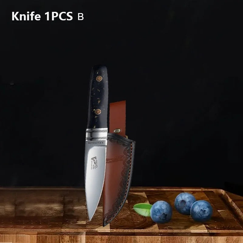 WXCOO Multifunctional Steak Knife Durable Stainless Steel with Sheath Meat Cutting BBQ Chef Fruit Knife Cooking and Slicing Tool