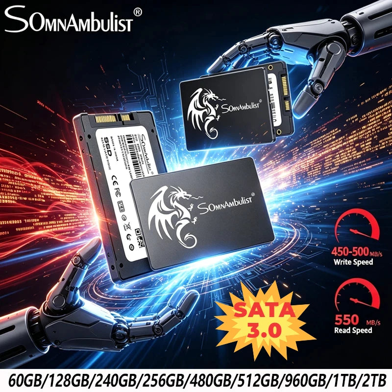 New SomnAmbulist SSD 2.5 64GB 128GB 256GB 512GB for Laptop Desktop Solid State Drive Sata3 120GB 240GB 480GB SSD for PC Laptop