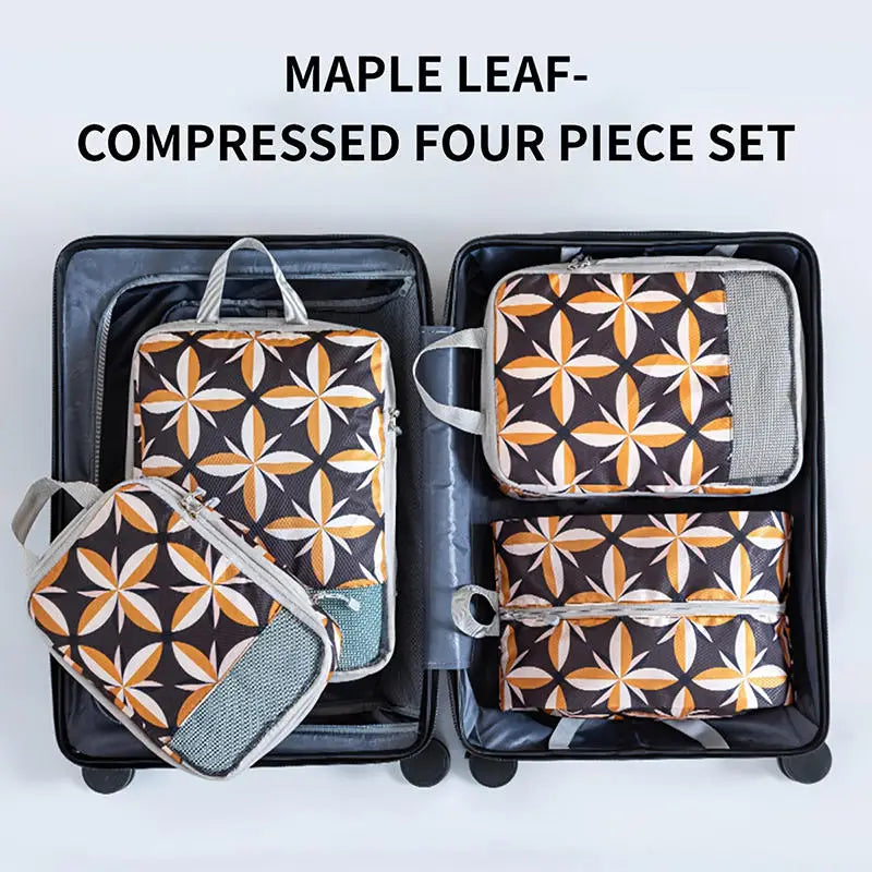 Foldable Compressible Packing Cubes, Waterproof Travel Storage Bag,Polyester Suitcase, Portable With Handbag, Luggage Organizer