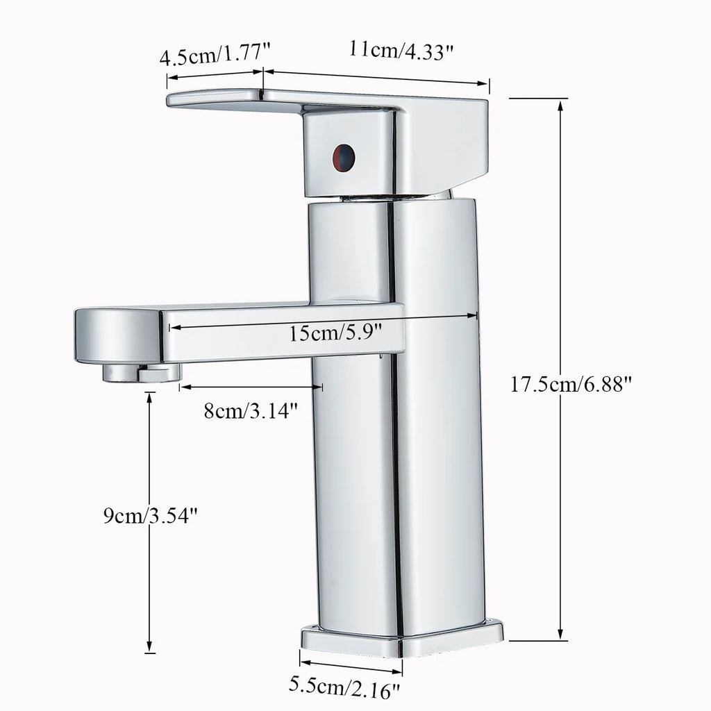 Chrome Single Handle Cold Hot Water Mixer Basin Faucet Sink Tap Deck Mount Single Hole  Bathroom Washing Tap