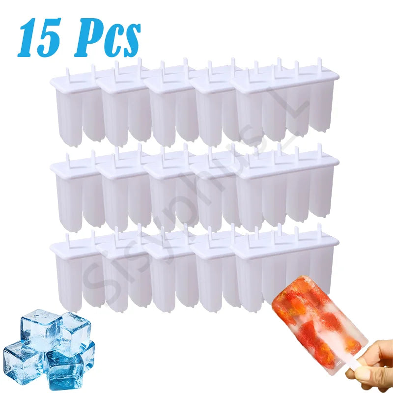 1-20Pcs 4 Gird DIY Ice Cream Molds Reusable Children's Creative Popsicle Mold Kitchen Tools