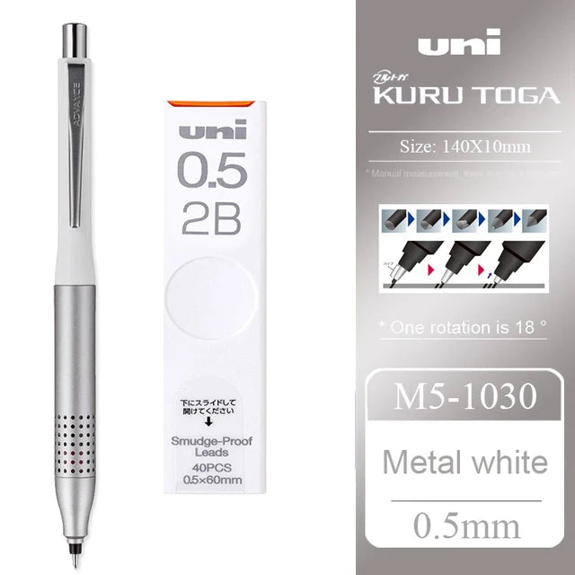 UNI ADVANCE Mechanical Pencil M5-1030 Metal Rod Low Center Gravity Kuru Toga Automatic Rotating Drawing Pencil 0.5mm Stationery