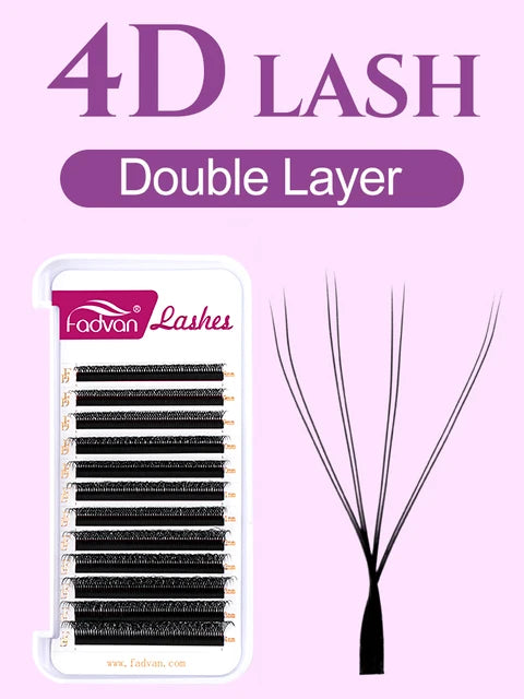 FADVAN 8D W Double Layers 4D W Shape Lashes  Extension C/D Natural Soft Volume Fan Lash 0.07 C/D Curl Premade Fax Mink Eyelashes