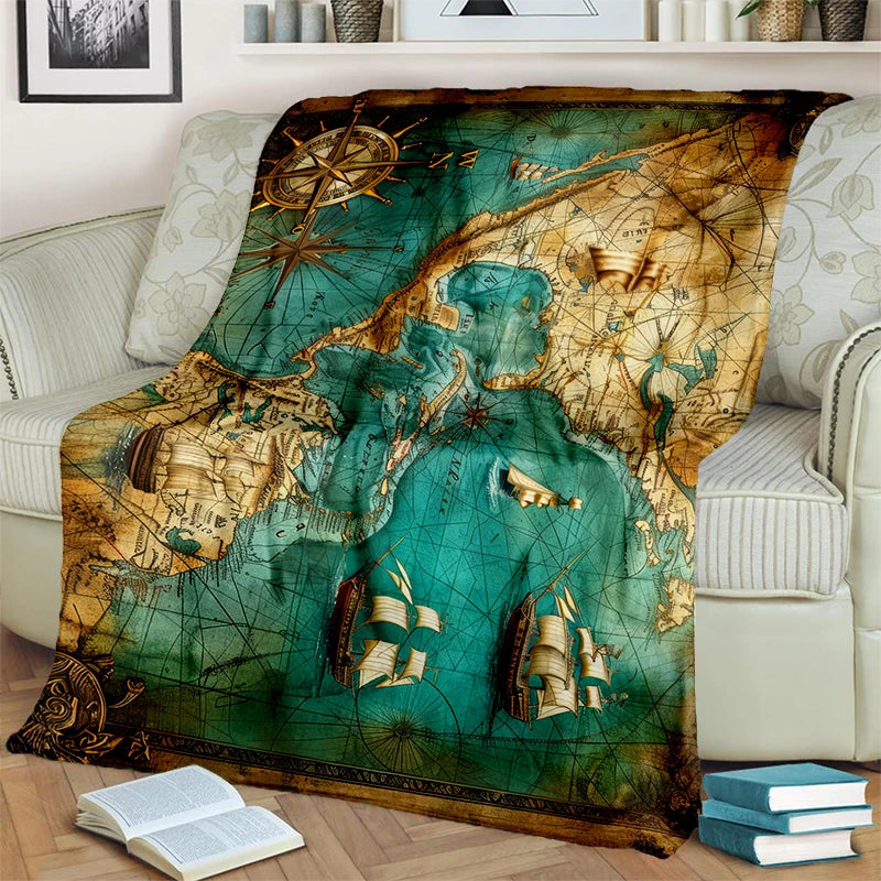 29 Style New Retro Marine Nautical Chart Compass Blanket,Soft Throw Blanket for Home Bedroom Bed Sofa Travel Office Cover Kids