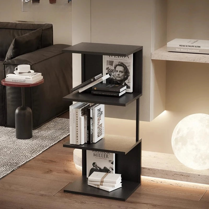 Metal Multi-Tier Display Bookshelf Modern Floor Standing Storage Shelf for Living Room/ Home Office Space-Saving Book Organizer