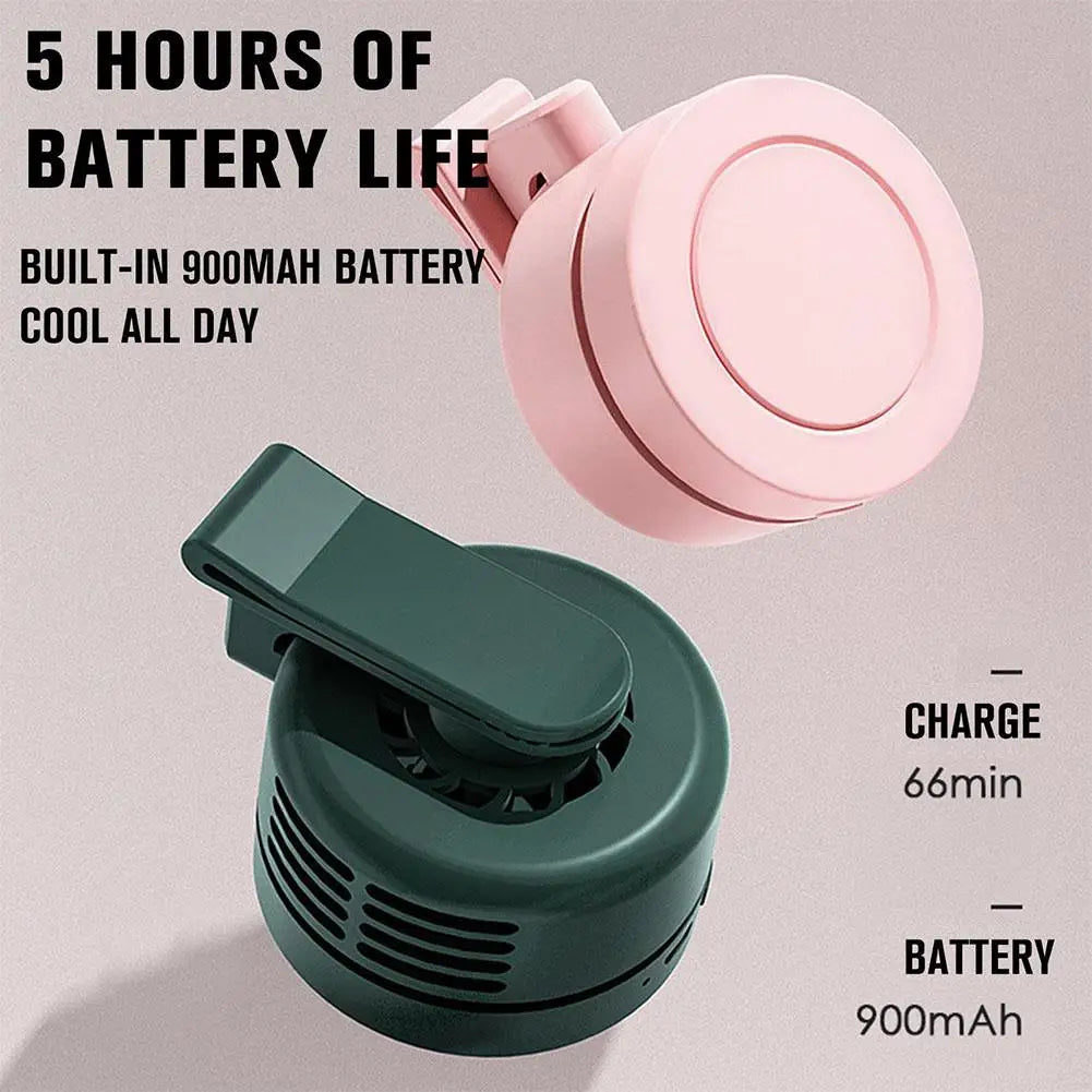 Clip-on Mini USB Fan Travel Portable Neck Hanging Fan Handheld Desktop Fan Rechargeable Personal Cooling Fan For Home Office