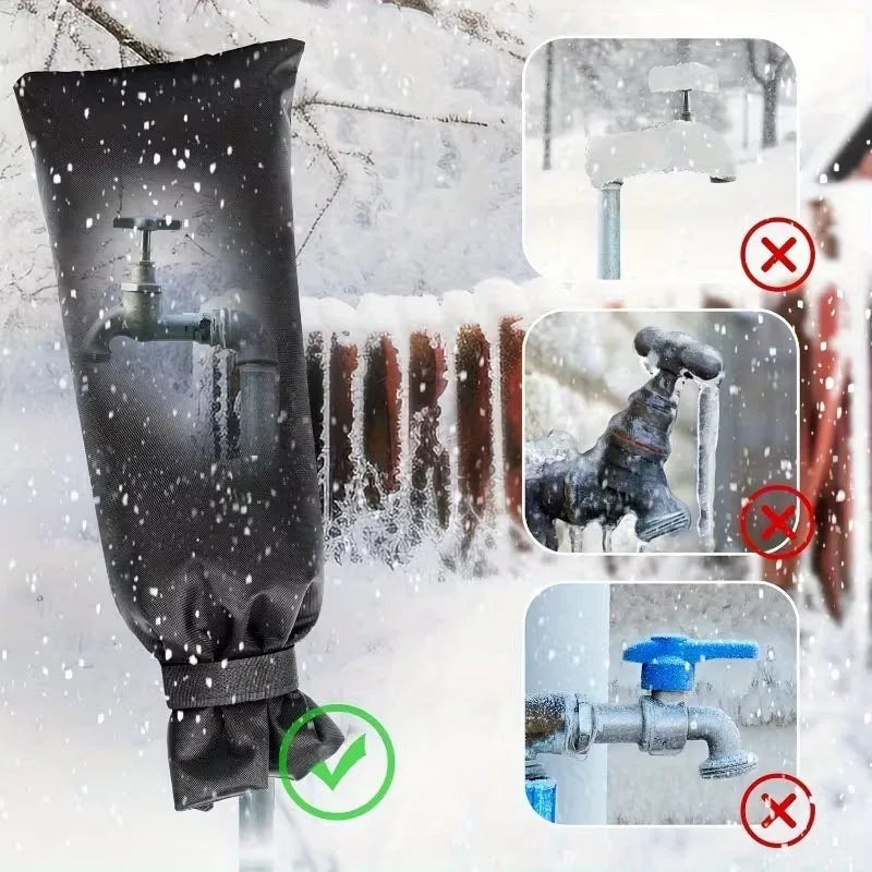 Faucet Cover Outdoor Black Frost-proof Insulated Tap Wrap For Yard Faucets Winter Outdoor Tap Protection Sleeve for Most Faucets