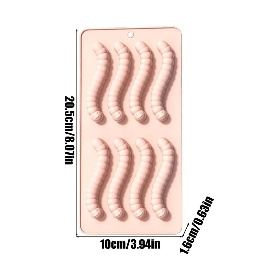 Food-Grade Silicone Gummy Worm Mold Candy Baking Pan Worm Fondant Molds Home Kitchen Supplies, Halloween Christmas Treats