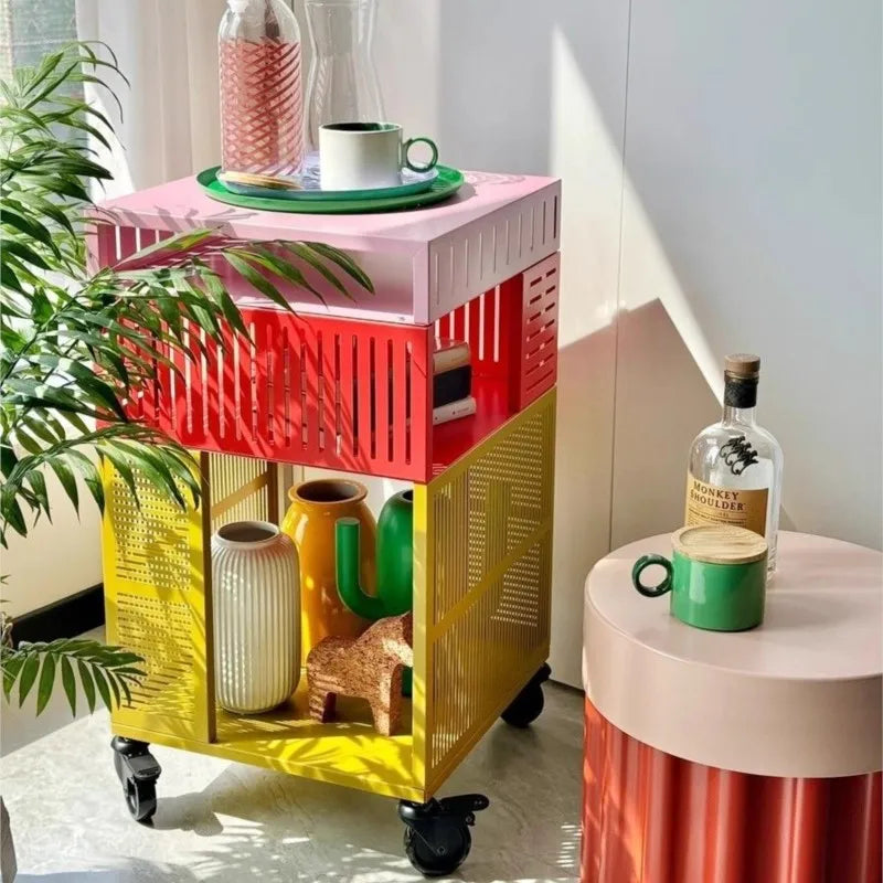 Multifunctional Metal Storage Cabinet with Wheels, Suitable for Bedroom, Living Room, Office, Modern Design Storage Cabinet