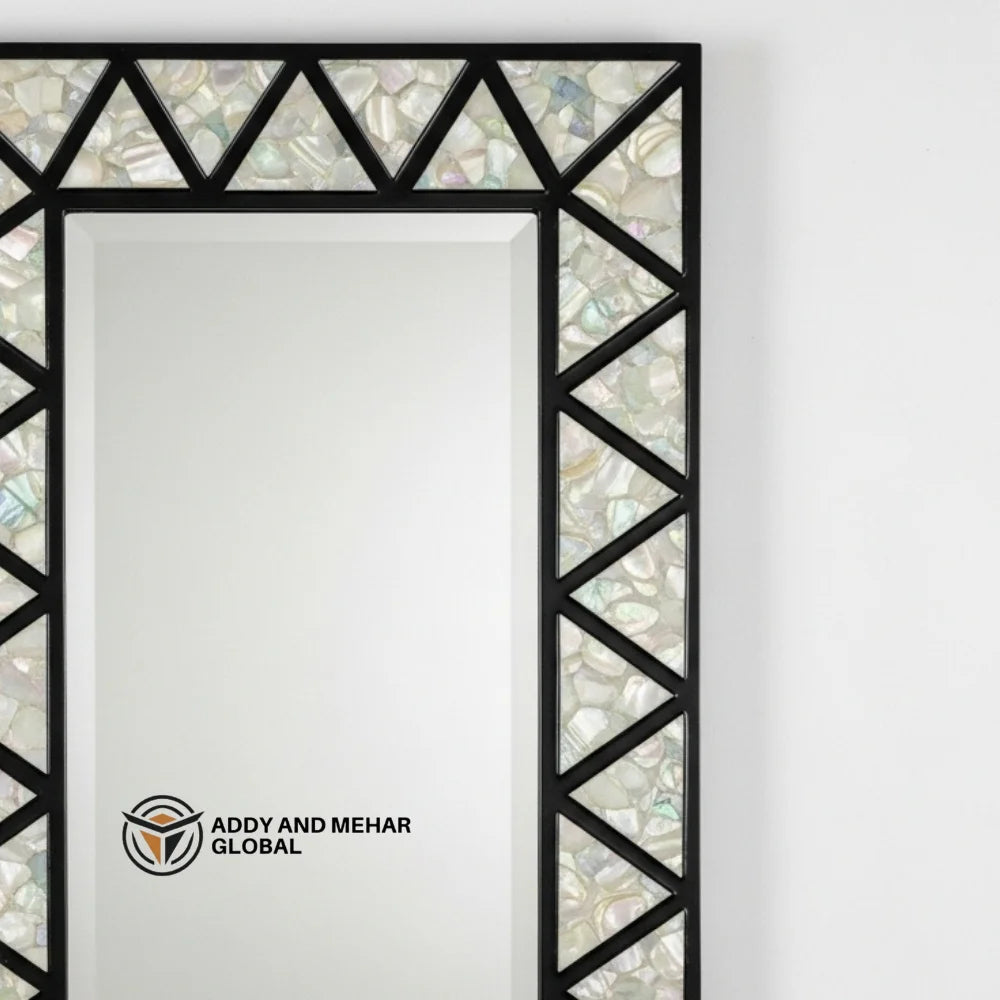 Luxury Square MDF Inlay Wedding Art Deco Eco-Friendly Handmade Wall Mirror 5.0mm Thick Black Geometric Frame