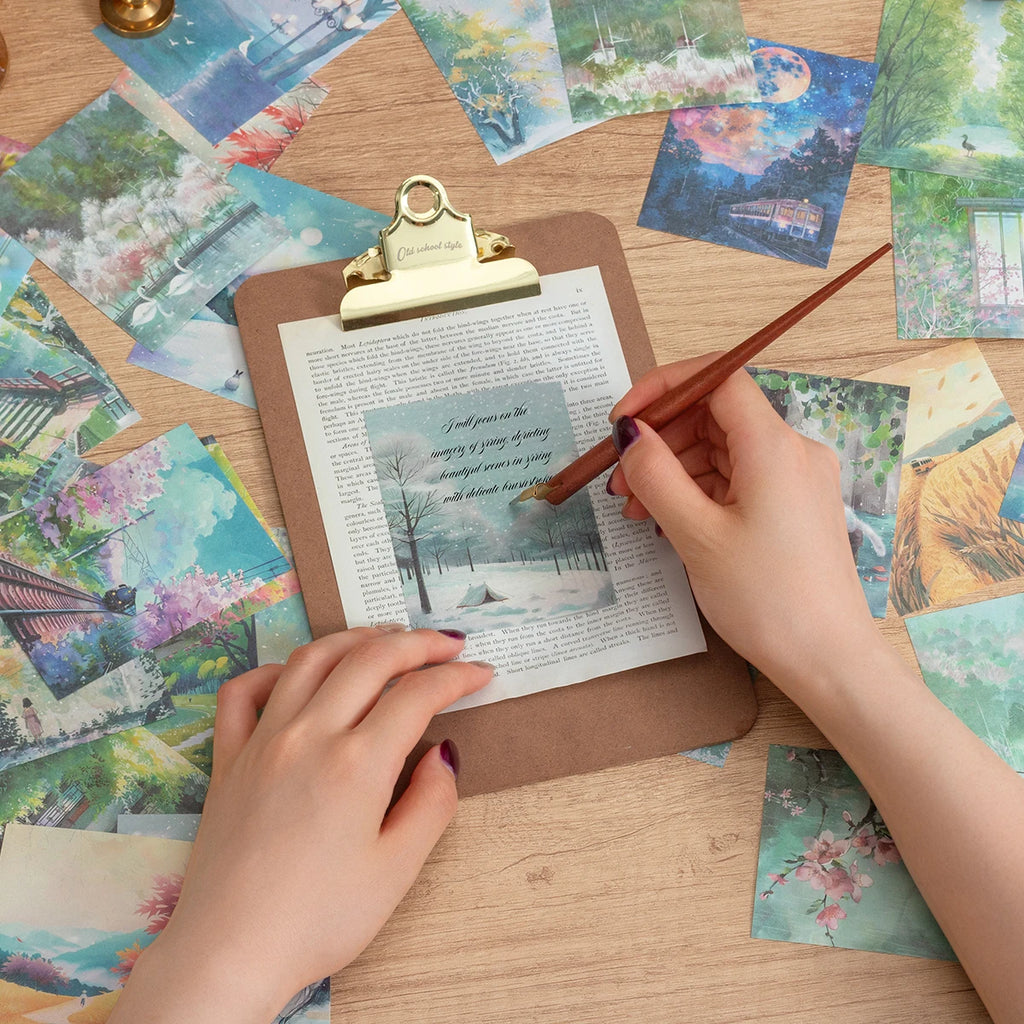 200 sheets per book of different themed patterned paper， with floral and landscape designs, for DIY diary, scrapbook decoration