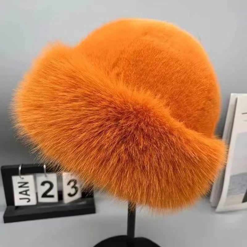 Thicken Plush Warm Fur Hat for women Fluffy Beanie winter Warm Thick Hat Mongolian Caps for Cold Weather Snow Caps