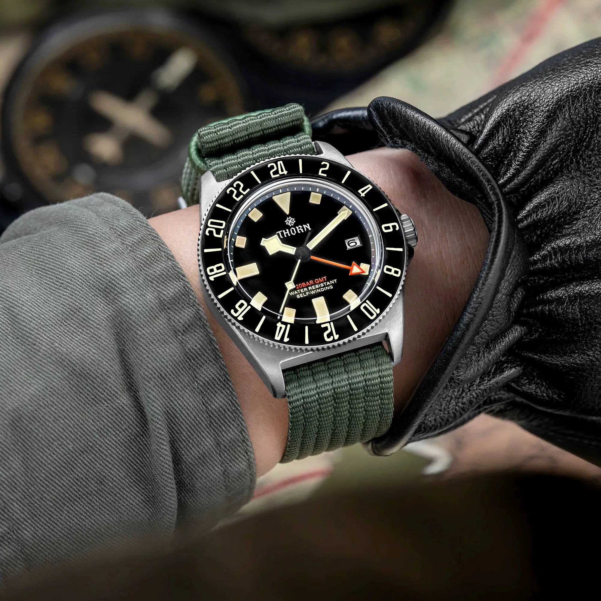 Thorn T020 GMT Automatic Watch NH34 Movement Titanium Case Sapphire Crystal 200M Water Resistant Dual Time Zone Luminous Bezel