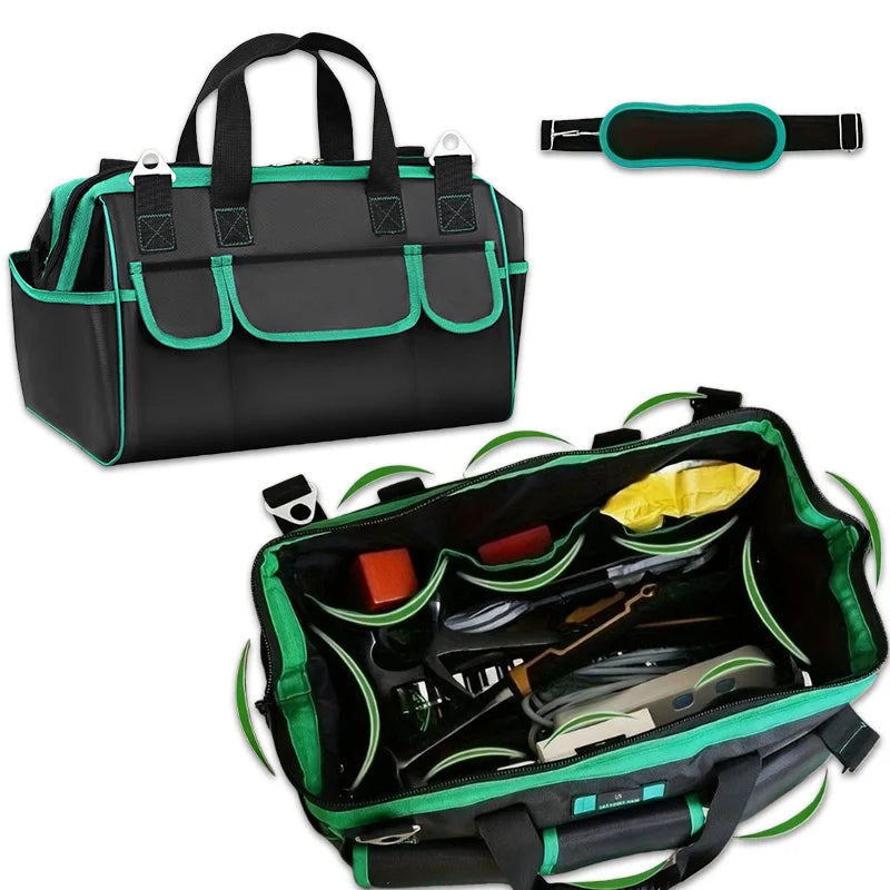 Heavy Duty Tool Bag, Wide Mouth Small Tool Bags, Soft Handle Toolbox Organizer Storage, Large Zipper Electrician Tool Bag