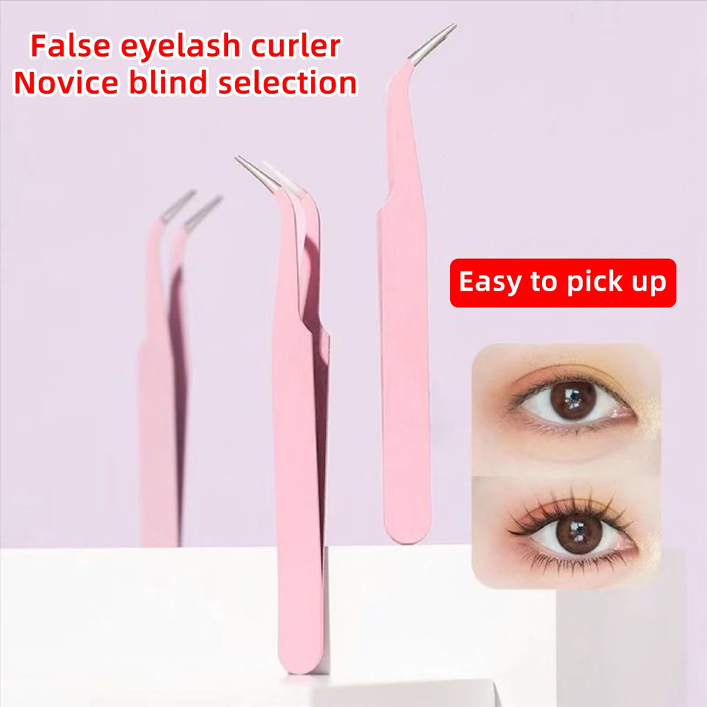 1/2pcs Pink Eyelash Curler Beautician Eyelash Extension Tool Craft Specific Precision Eyelashes Sticker Tweezers Gift
