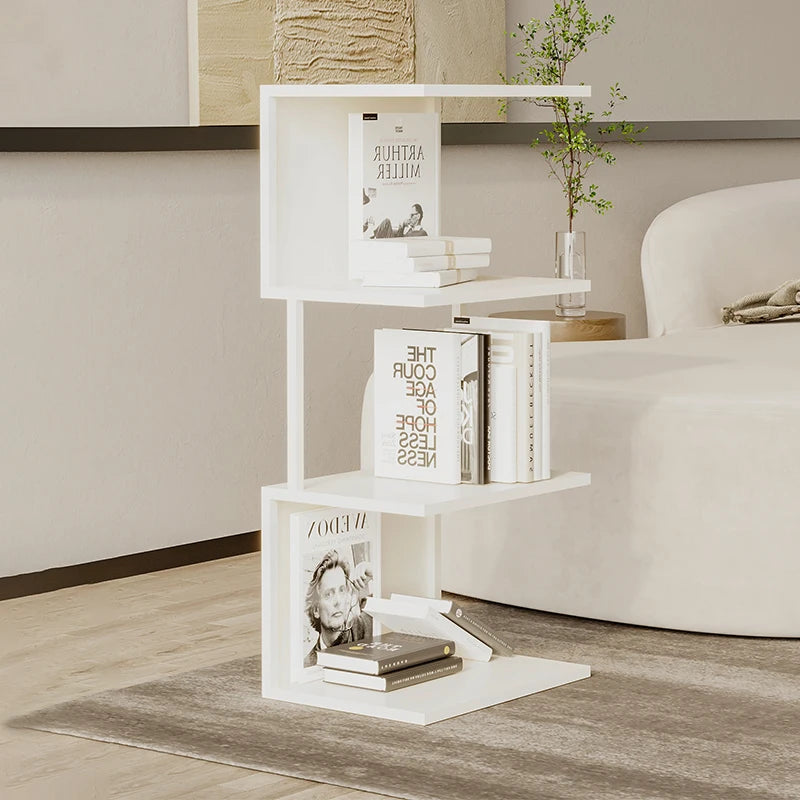 Metal Multi-Tier Display Bookshelf Modern Floor Standing Storage Shelf for Living Room/ Home Office Space-Saving Book Organizer