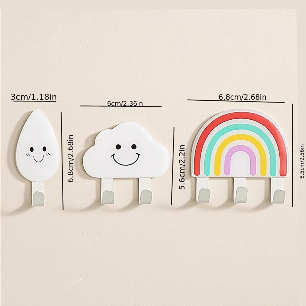 Cute leaves, rainbow shaped hooks, strong adhesive, load-bearing, no punching, kitchen door, hat, bathroom, towel hanging, wall