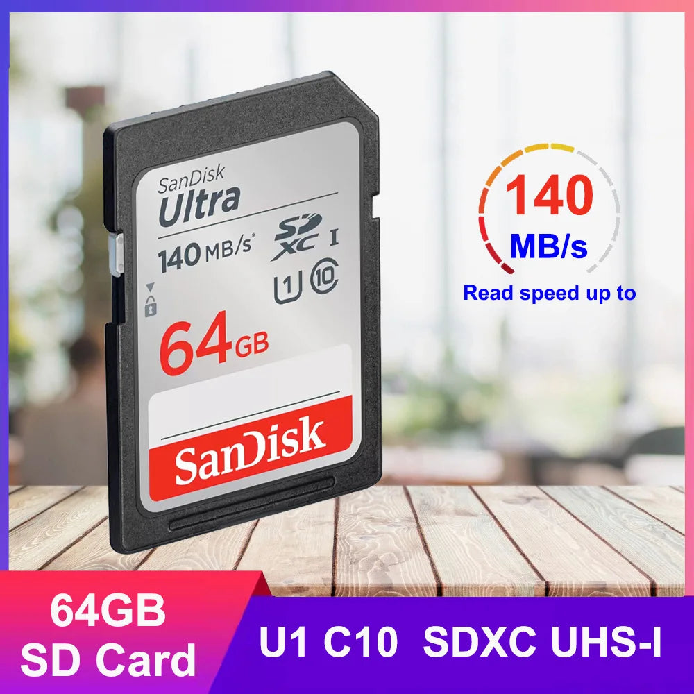 SanDisk SD Card 32GB SDHC 64GB 128GB 256G SDXC SD Card C10 Memory Cards Up to 200MB/s Read U3 V30 Flash Cards 4K UHD for Camera