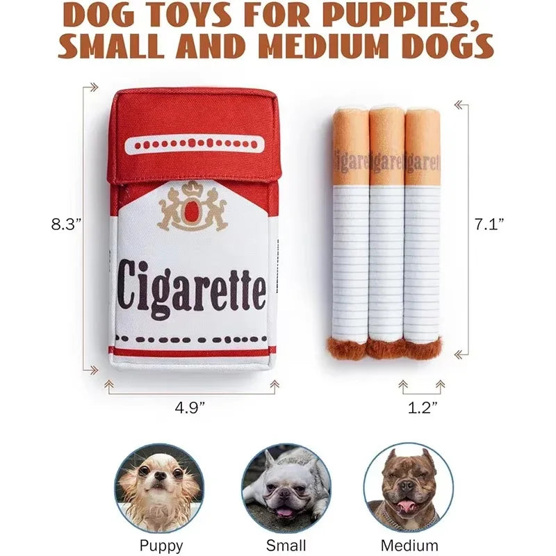 Funny Interactive Plush Dog Toys Creative Cigarette Interactive Giggles Dog Toys Funny Plush Chewing Toy Cigaret Box Pet Gifts