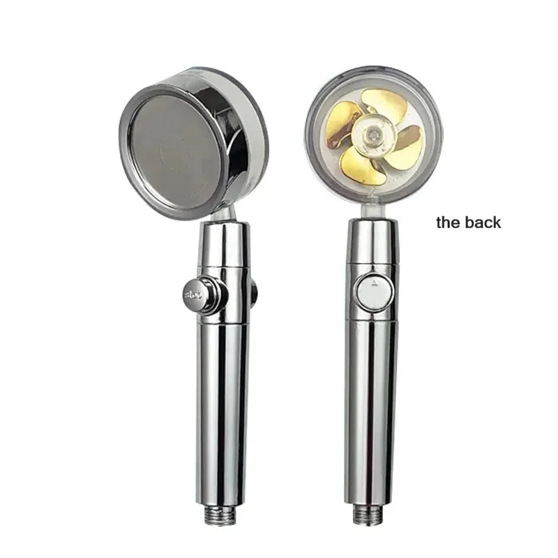 Pressurized Shower Head Water Saving 360 Rotating Twin Turbo Pressurized Propeller Fan Shower Head Bathroom Accessories