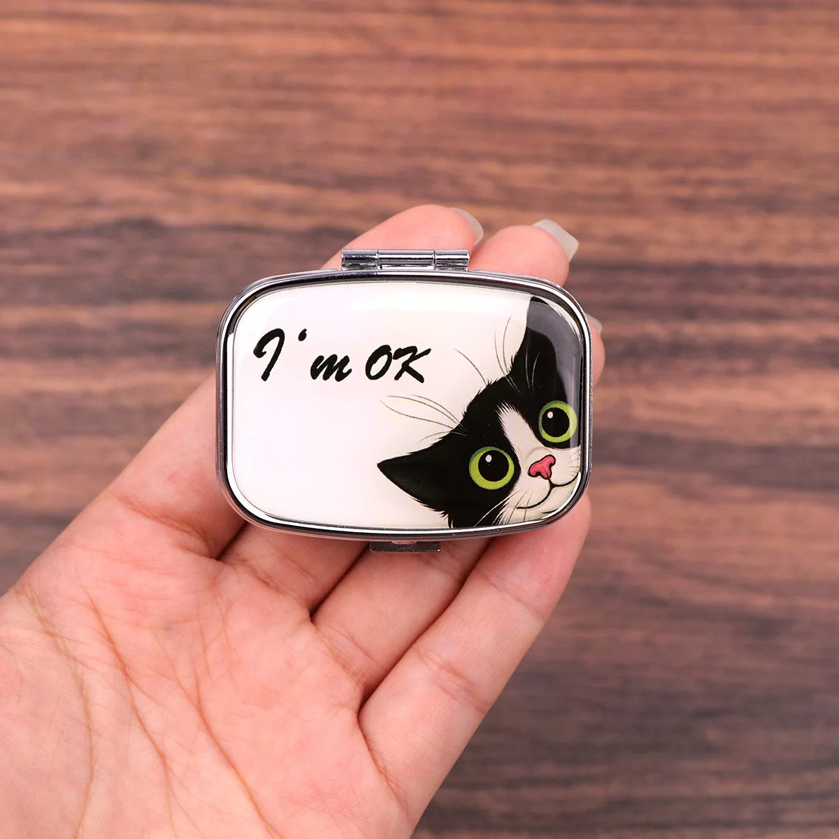 Black Cat Pill Boxes Cartoon Animal Sealed Subpackage Case Portable Travel Jewelry Box Mini Organizer Storage Medicine Case