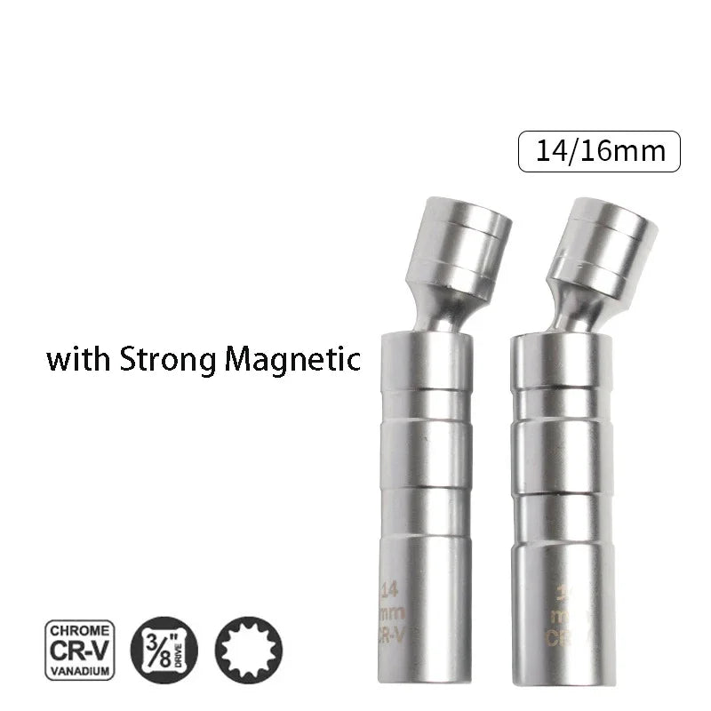 Magnetic Wrench 14/16mm Spark Plug Removal Tool Pull Out Spark Plug Socket 360° Rotary Heads Small Hand Installation Tool