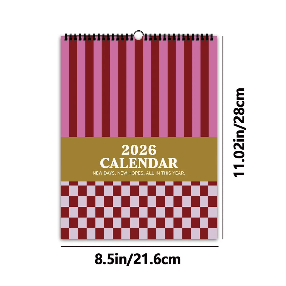 1pc 2026 Wall Calendar,Abstract Geometric Design, Morandi,12 Beautiful Designs,Monthly Plans,Perfect Gift for Birthday,Christmas